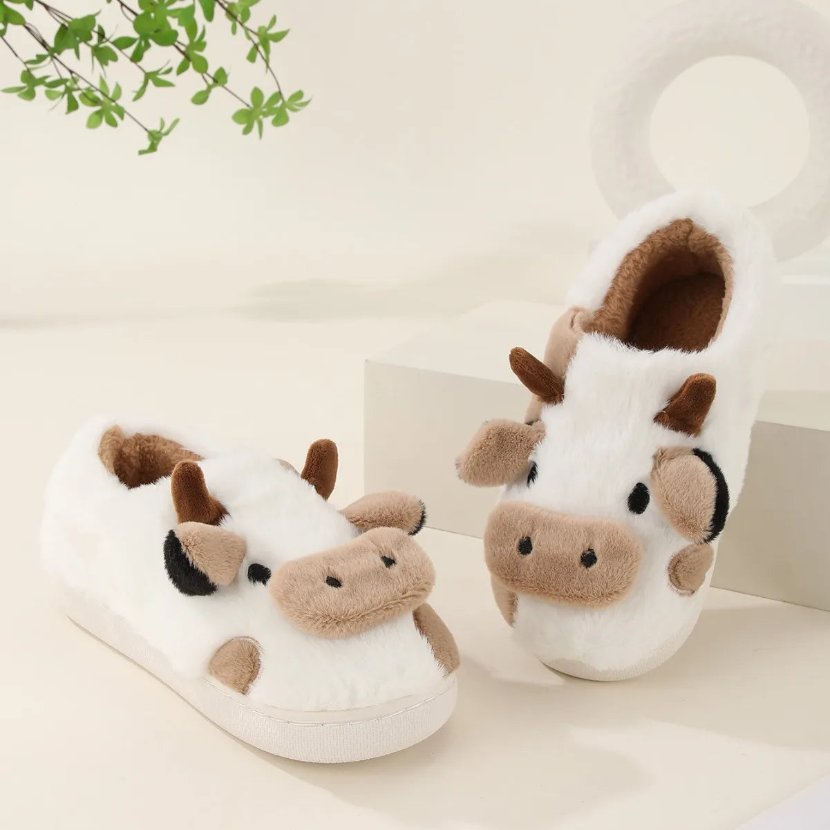 Eve & Leo™ Soft-Stitched Cow Slippers